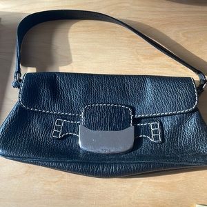 Tods Black Shoulder Bag With Silver